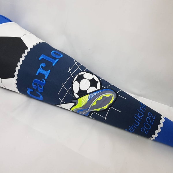 399 - Schultüte Fussball Fussballer Fussballschuh blau dunkelblau mittelblau neon Kicker Soccer