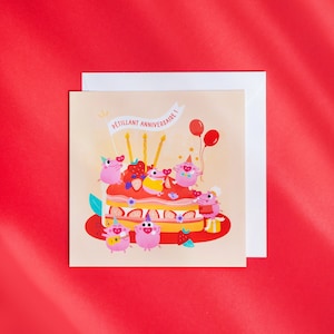 Carte mini pigs - Pétillant anniversaire