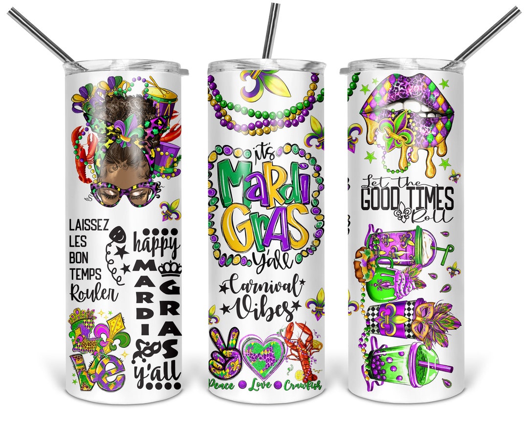 Pour Me Something Chica Mardi Gras Wine Tumbler