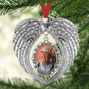 Angel Wings Photo Ornament, Custom Memorial Ornament , Loss of Pet Christmas Ornament, Loving Memory Ornament, Sympathy Gift