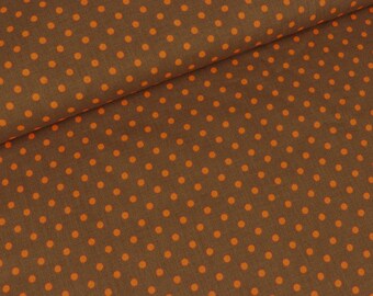 Cotton Visco neon orange dots on Brown (9,90 EUR / meter)