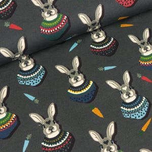 Autumn Bunny Cotton Jersey dark grey by Lila-lotta (16,50 EUR / meter)