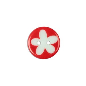 Button 2-hole flower Red