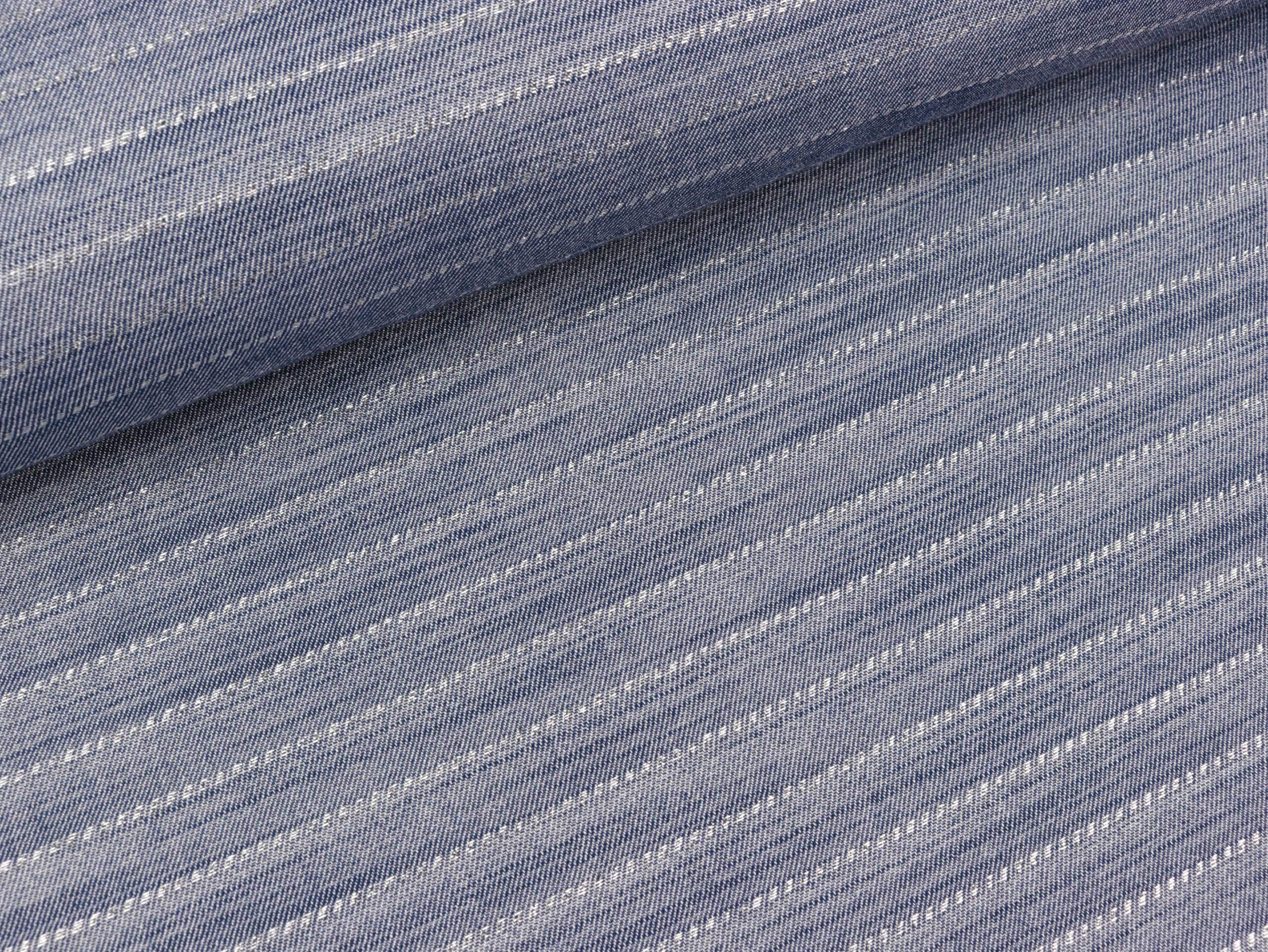 Lightweight pinstripe cotton denim sewing fabric.. —