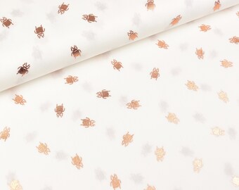 Cotton Popeline Foil print Bugs copper on White (10.90 EUR/Meter)