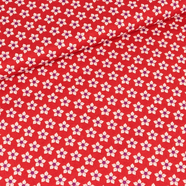 Cotton Little Blossom of red by Jolijou (11.50 EUR / meter)