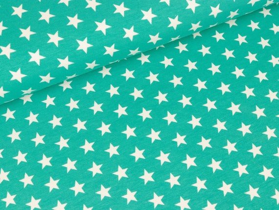 White Cotton Jersey Verena Small Star on Mint 13,50 EUR / Meter 