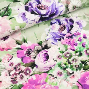 Cotton jersey Mandy flower meadow colorful on Lindgrün (15.90 EUR/meter)