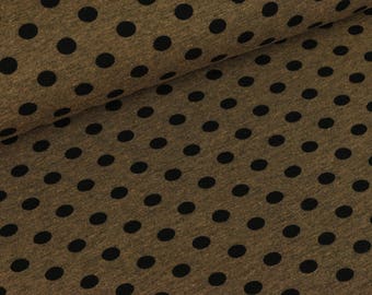Cotone Jersey Kito punti nero su colore marrone screziato (14.90 EUR / metro)