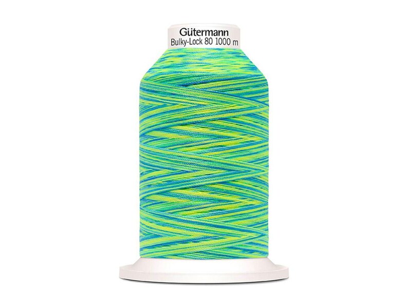 1 reel G\u00fctermann Bulky-Lock Multicolour Bauschgarn No.80 lime-blue 1000 m