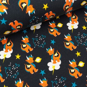 Cotton Sweat Dragon Star colorful on anthracite (17,50 EUR / meter)