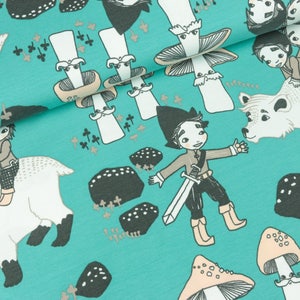 Cotton Jersey Woods old mint-coloured fabric of Lille (19,90 EUR / meter)