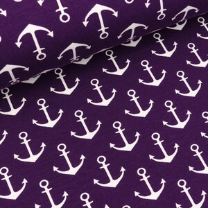 French Terry Anchor white on Purple (12.90 EUR/Meter)