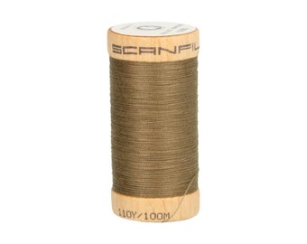 SCANFIL sewing thread (100 m) 4824 - khaki - 100% organic cotton