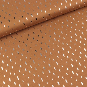 Viscose Fabric Chally Foil Print Oval silver on Tobacco (9.90 EUR / meter)