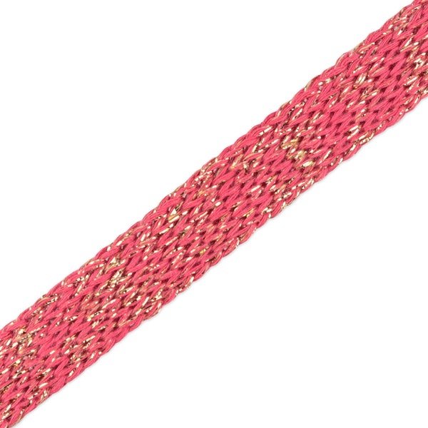 1m Flach- und Hoodiekordel Sparkle Cord Me azalea-gold 20mm