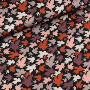 Viscose fabric Kate Autumn leaves colorful on black (17.90 EUR/meter)