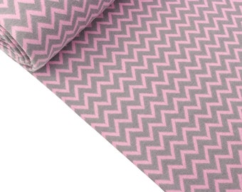 Glatte Bündchenware Karla Chevron rosa - hellgrau Schlauchware (10,90 EUR / Meter)