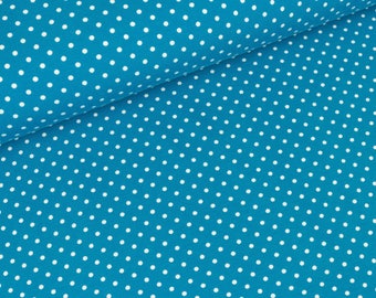 Cotton Jersey Verena white dots on dark Turquoise (13,50 EUR / meter)