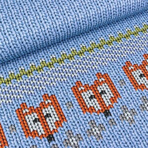 French Terry cosy knitting Fox light blue by cherry picking panel 90 cm