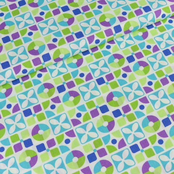 Cotton fabric Hilco Bahia Retro Green-lilac (11.00 EUR/meter)