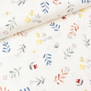 Cotton Popeline Small Flowers colorful on Off white Organic Cotton (8.50 EUR / meter)