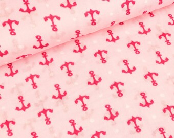 Cotton muslin double gauze anchor on pink (10.90 EUR / meter)