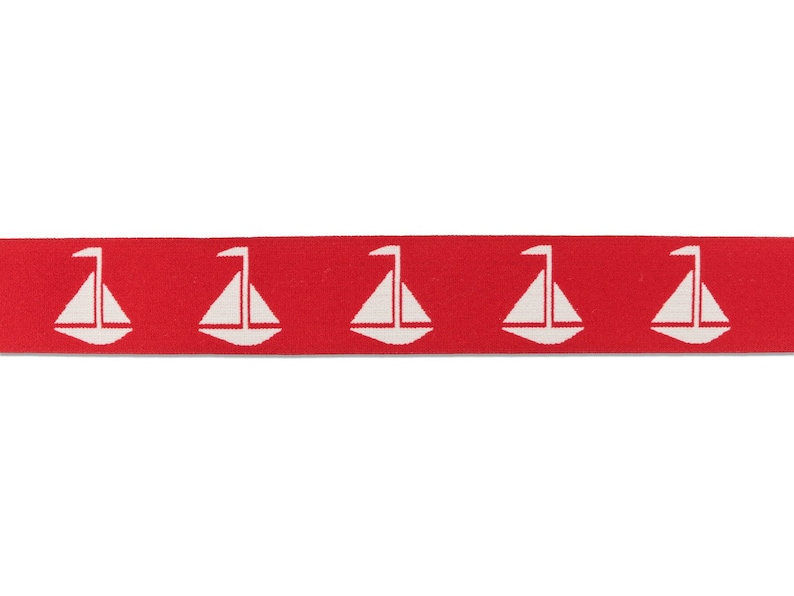 1 m Rubber Band sailing ships-40 mm wide-red-white
