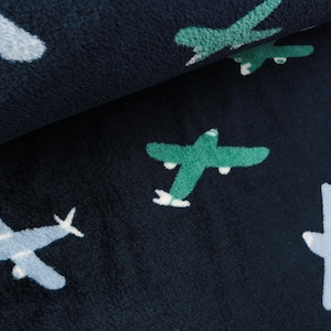 Doubleface Cuddly Fleece Plain and Cloud navy-colored (10,90 EUR / meter)