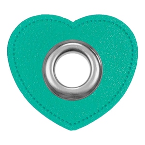 Eyelet patch heart for cords mint imitation leather imitation