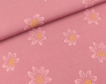 Viscose stof Henrik bloemen op oud roze (15,90 EUR / meter)