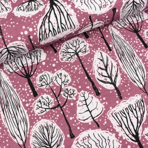 French Terry Patty winter landscape with trees berry (16.50 EUR/Meter)