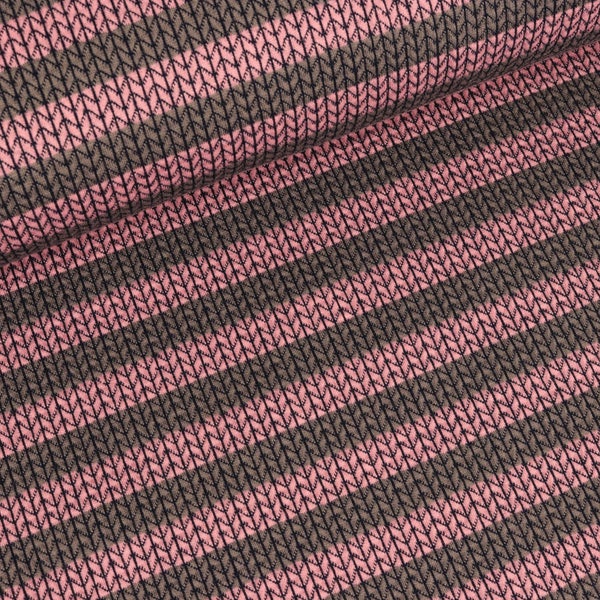 Jacquardjersey Knit Knit Stripes rosa-griglio londra (23,90 EUR / Meter)