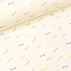 May include: A seamless pattern of colorful arrows on a cream background. The arrows are in shades of blue, green, yellow, and orange.