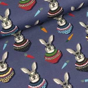 Cotton Jersey autumn Bunny jeans blue by Lila-lotta (16,50 EUR / meter)