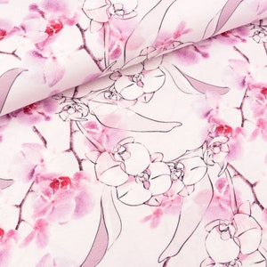 Cotton jersey Jonne orchids lilac on soft pink (15.90 EUR / meter)