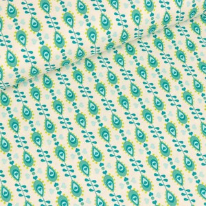 Cotton woven Julia drops and heart petrol (11,50 EUR / meter)