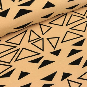Cotton Jersey Malo unequal triangles black on apricot (9,90 EUR / meter)