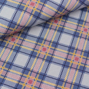 Cotton jersey Estelle plaid pattern smoke blue-mustard yellow-coloured (16,50 EUR / meter)