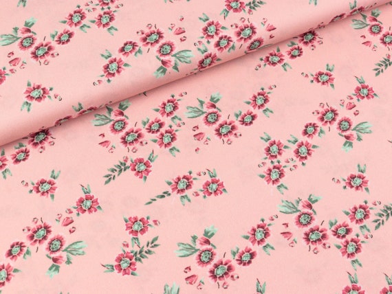 Cotton Popeline Floral Flowers on Pink by Lila Lotta EUR