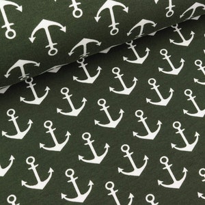 French Terry Anchor white on Dark green (12.90 EUR/Meter)