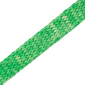 May include: A green and white braided cord with a textured pattern.