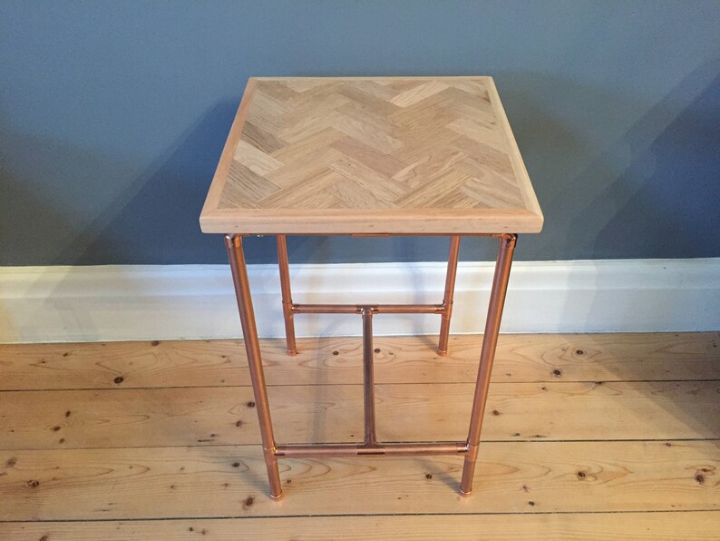 Copper Pipe Side Table in a Retro Industrial Style With a Etsy UK