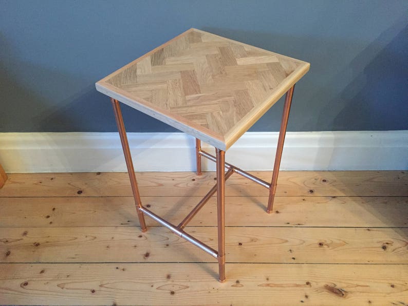Copper Pipe Side Table in a Retro Industrial Style With a Etsy UK