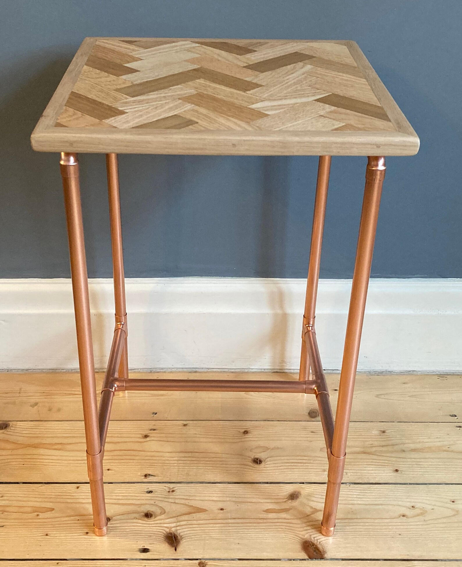 Copper pipe side table in a retro industrial style with a Etsy