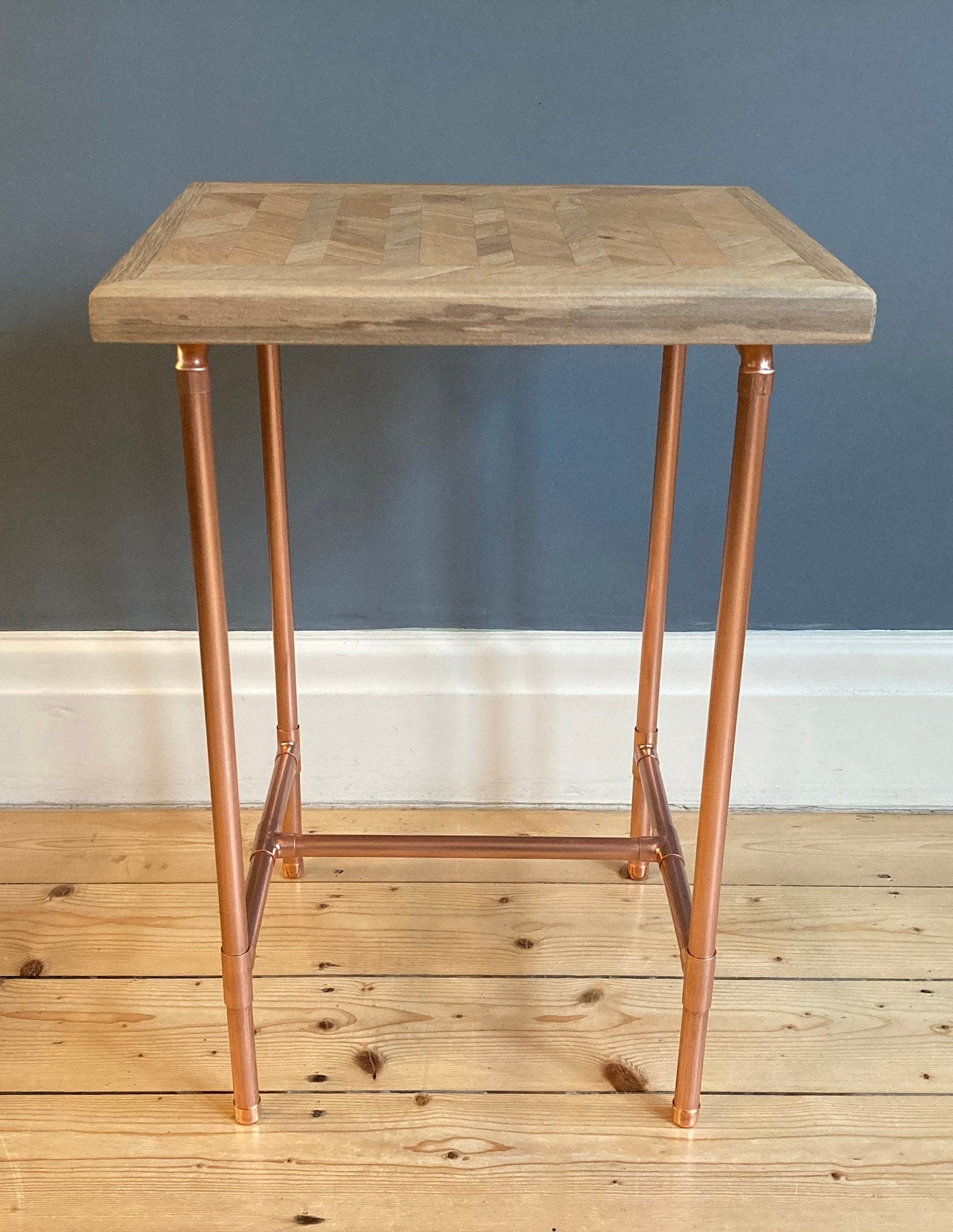 Copper pipe side table in a retro industrial style with a Etsy