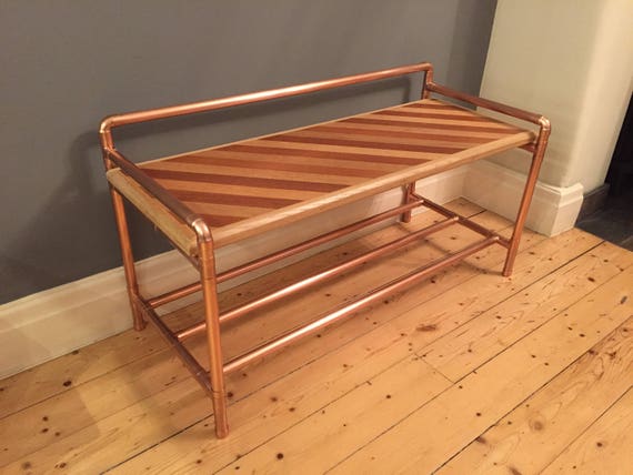 Bench With Lower Storage Shelf In A Retro Industrial Style Etsy