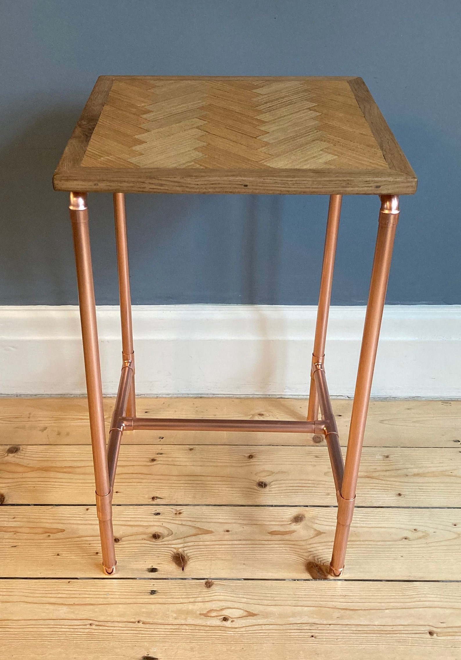 Copper pipe side table in a retro industrial style with a Etsy