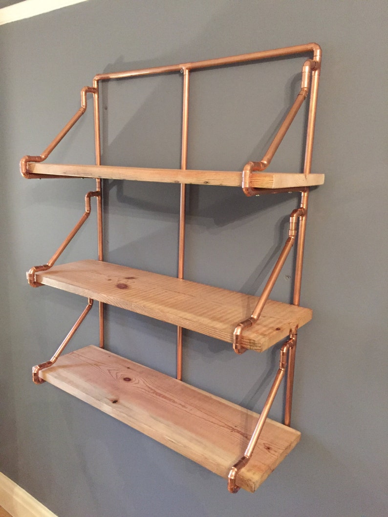 3 Tier Copper Pipe Shelving unit in an Industrial style with Etsy