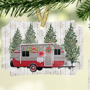Camping Christmas Ornament/FREE SHIPPING/Personalized Christmas Ornament/Christmas Ornament/vintage Camper /Camping/Motor Home/Travel/RV/ image 1